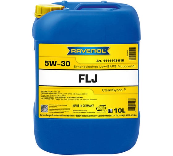 Моторное масло RAVENOL FLJ SAE 5W-30 (10л) new 1111143-010-01-999