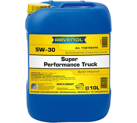 Моторное масло RAVENOL Super Performance Truck SAE 5W-30 (10л) 1122102-010-01-999