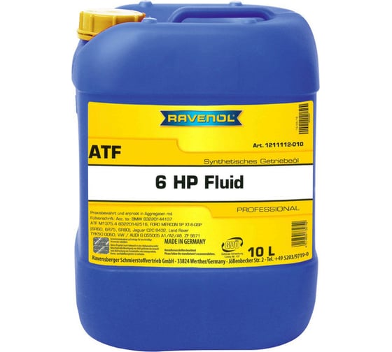 Трансмиссионное масло RAVENOL ATF 6 HP Fluid 10л 1211112-010-01-999