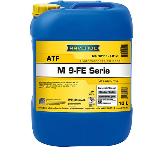 Трансмиссионное масло RAVENOL ATF M 9FE-Serie 10л, new 1211127-010-01-999