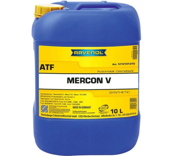Трансмиссионное масло RAVENOL ATF Mercon V 10л 1212101-010-01-999 1