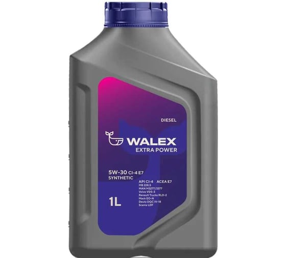 Моторное масло синтетическое Walex Extra Power CI-4 E7 5w30, 1 л WEP014001