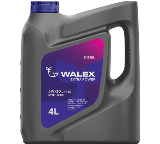 Моторное масло синтетическое Walex Extra Power CI-4 E7 5w30, 4 л WEP014004