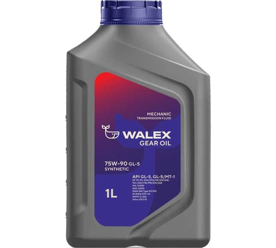 Трансмиссионное масло Walex Gear Oil GL-5 75w90, 1л WTM011001 1