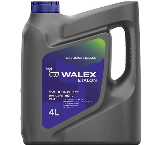 Моторное масло синтетическое Walex Etalon PAO SN PLUS C3 5w30 100_ Synthetic, 4 л WET001004 1