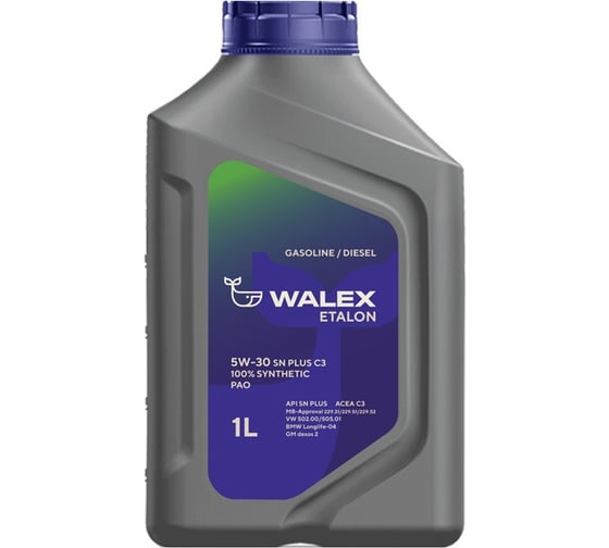 Моторное масло синтетическое Walex Etalon PAO SN PLUS C3 5w30 100_ Synthetic, 1 л, WET001001 1