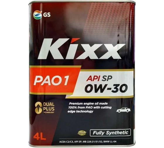 Масло моторное KIXX PAO1 SP 0W-30 4 л, синтетическое L202044TE1 1