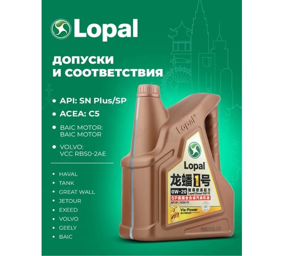 Моторное масло Lopal 1 Smart ESF FE SP 0W-20 (4л) LPL30408