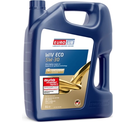 Моторное синтетическое масло EUROLUB WIV ECO 5W30 SN ACEA C3, 5л 211005