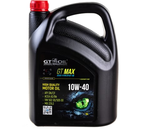 Масло GT OIL Max SAE 10W-40 API SN/CF, 4 л 8809059410004