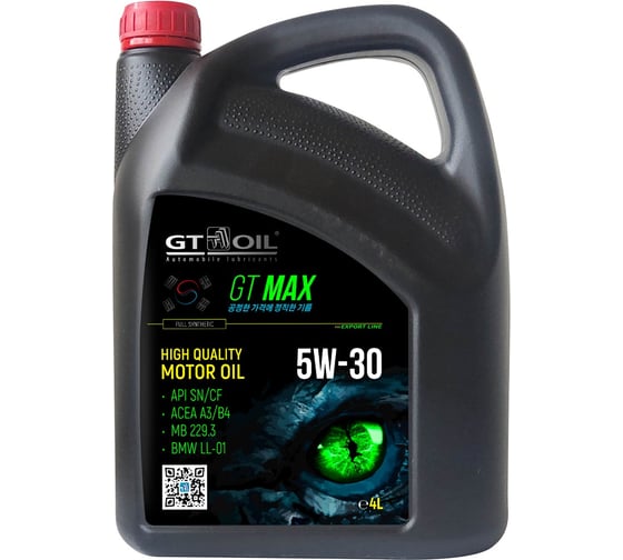 Масло GT OIL Max SAE 5W-30 API SN/CF, 4 л 8809059408971