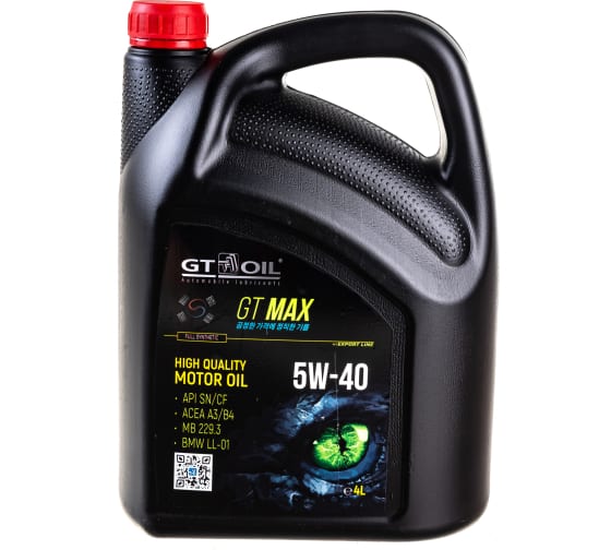 Масло GT OIL Max SAE 5W-40 API SN/CF, 4 л 8809059409015 1
