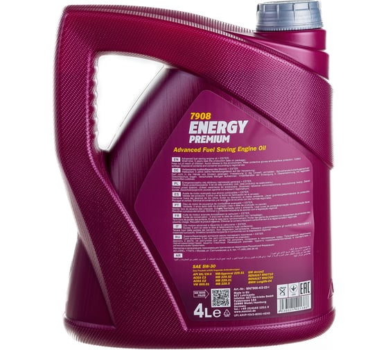 Синтетическое моторное масло MANNOL ENERGY PREMIUM 5W30 4 л 4007