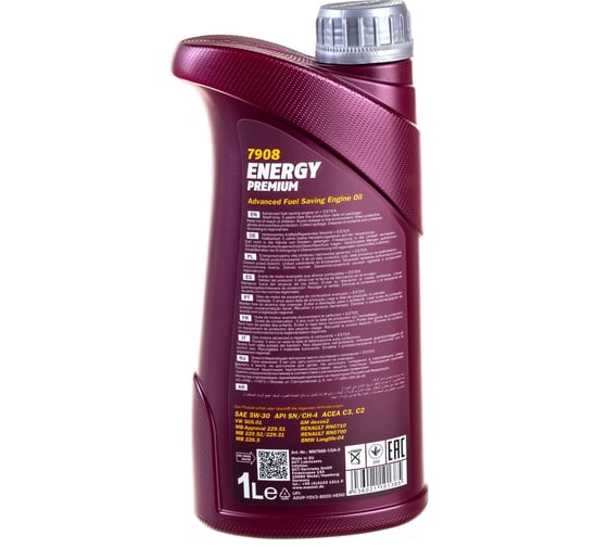 Синтетическое моторное масло MANNOL ENERGY PREMIUM 5W30 1 л 5W-30 4006