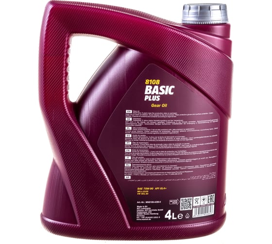 Синтетическое трансмиссионное масло MANNOL BASIC PLUS GETRIEBEOEL 75W90 4 л 1322