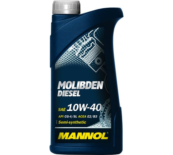 Полусинтетическое моторное масло c MoS2 MANNOL MOLIBDEN DIESEL 10W40 1 л 1125