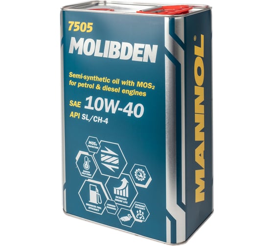 Полусинтетическое моторное масло MANNOL MOLIBDEN 10W40 Metal, 4 л 1121M