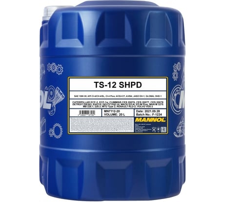 Полусинтетическое моторное масло MANNOL TS-12 SHPD 10W30, 20 л 1521