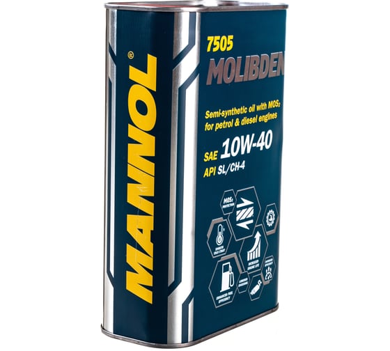 Полусинтетическое моторное масло MANNOL MOLIBDEN 10W40 Metal, 1 л 1120M