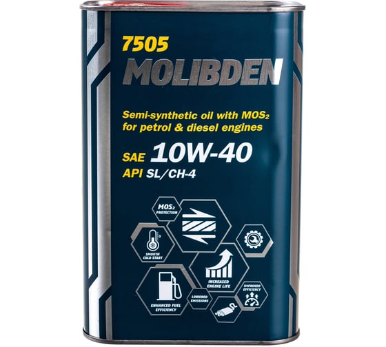 Полусинтетическое моторное масло MANNOL MOLIBDEN 10W40 Metal, 1 л 1120M