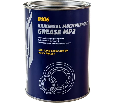 Многоцелевая густая смазка MANNOL MP-2 Universal Multipurpose Grease MP2, 800 гр. 2105