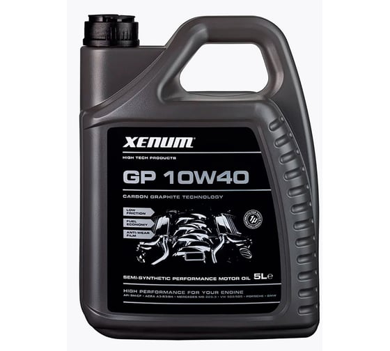 Гибридное синтетическое моторное масло с графитом, XENUM GP 10W40 5 л 1044005