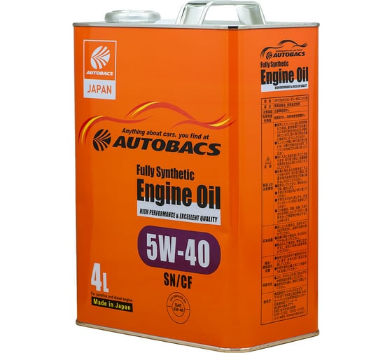 Моторное масло AUTOBACS 5W-40, API SN/CF, SYNTHETIC, 4 л A01508404