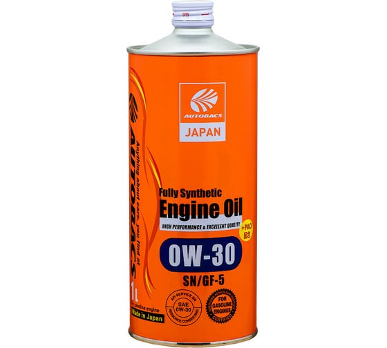 Моторное масло AUTOBACS 0W-30, API SN, ILSAC GF-5, SYNTHETIC, 1 л A01508397 1