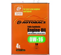 Моторное масло AUTOBACS 0W-16, API SN, SYNTHETIC, 4 л A01555208