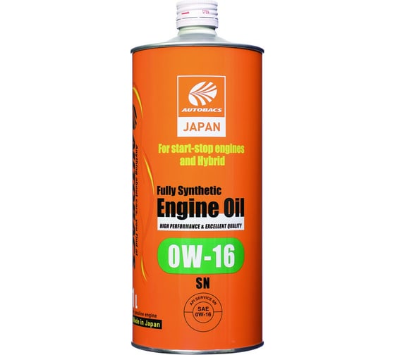 Моторное масло AUTOBACS 0W-16, API SN, SYNTHETIC, 1 л A01555207 1