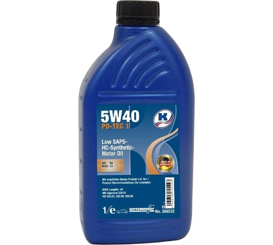 Масло моторное KUTTENKEULER PD-Tec 1 5W-40, 1л, 309232