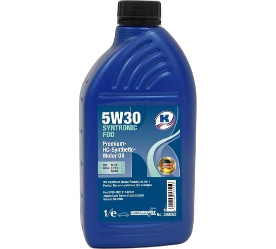 Масло моторное KUTTENKEULER Syntronic FOD 5W30, 1л, 309262 1