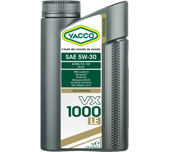 Масло моторное YACCO VX 1000 LE 5W30, 1 л 307125