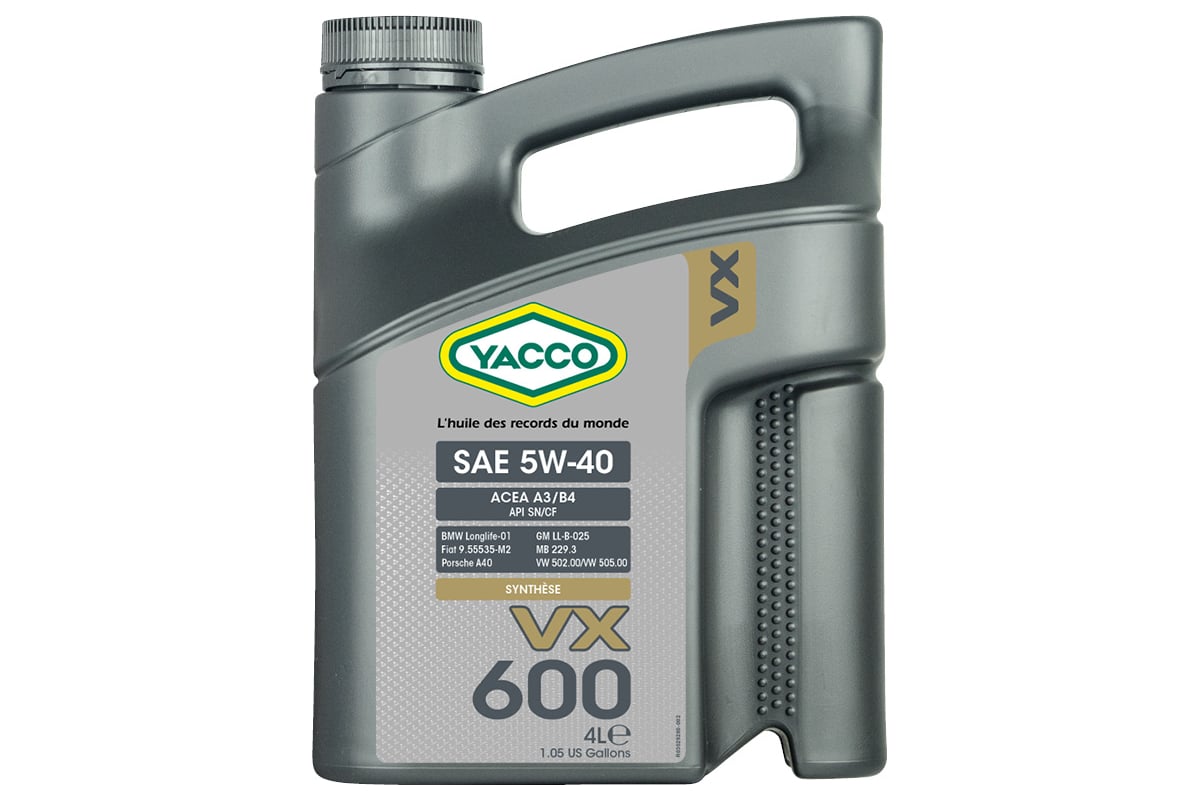 Моторное масло YACCO VX 600 5W40, 4 л 302928 - выгодная цена, отзывы ...