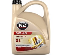 Моторное масло K2 синтетическое, 5W40, SL/CF/CF-4, 1 л O1101E