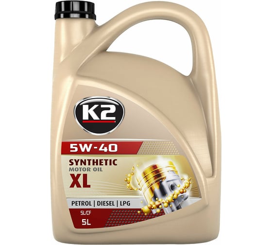 Моторное масло K2 синтетическое, 5W40, SL/CF/CF-4, 5 л O1105E
