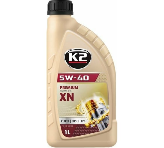 Моторное масло K2 синтетическое, 5W40, SN/CF, A3/B4-12, 1 л O1131E 1