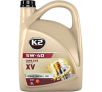 Моторное масло K2 синтетическое, 5W40, SN/CF, C3, VW505.01, 5 л O1225E