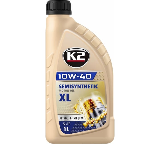 Моторное масло K2 полусинтетическое, 10W40, SL/CF/CF-4, 1 л O2041E