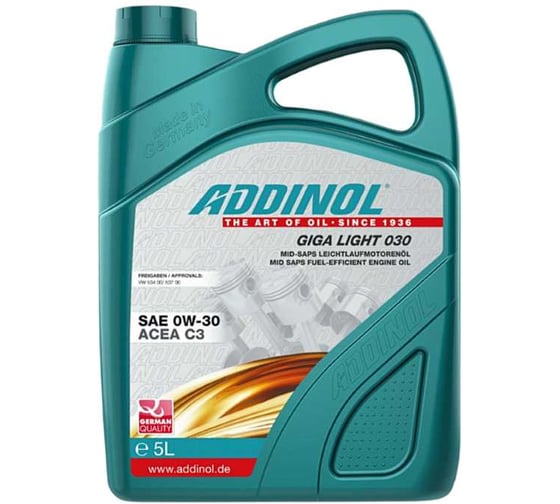 Моторное масло Addinol Giga Light 030 0W-30 синтетическое, 5 л 72096981