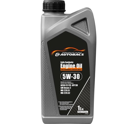 Моторное масло AUTOBACS 5W-30, ENGINE OIL FULLY SYNTHETIC, ACEA C2/C3, API SN, 1 л A00032739