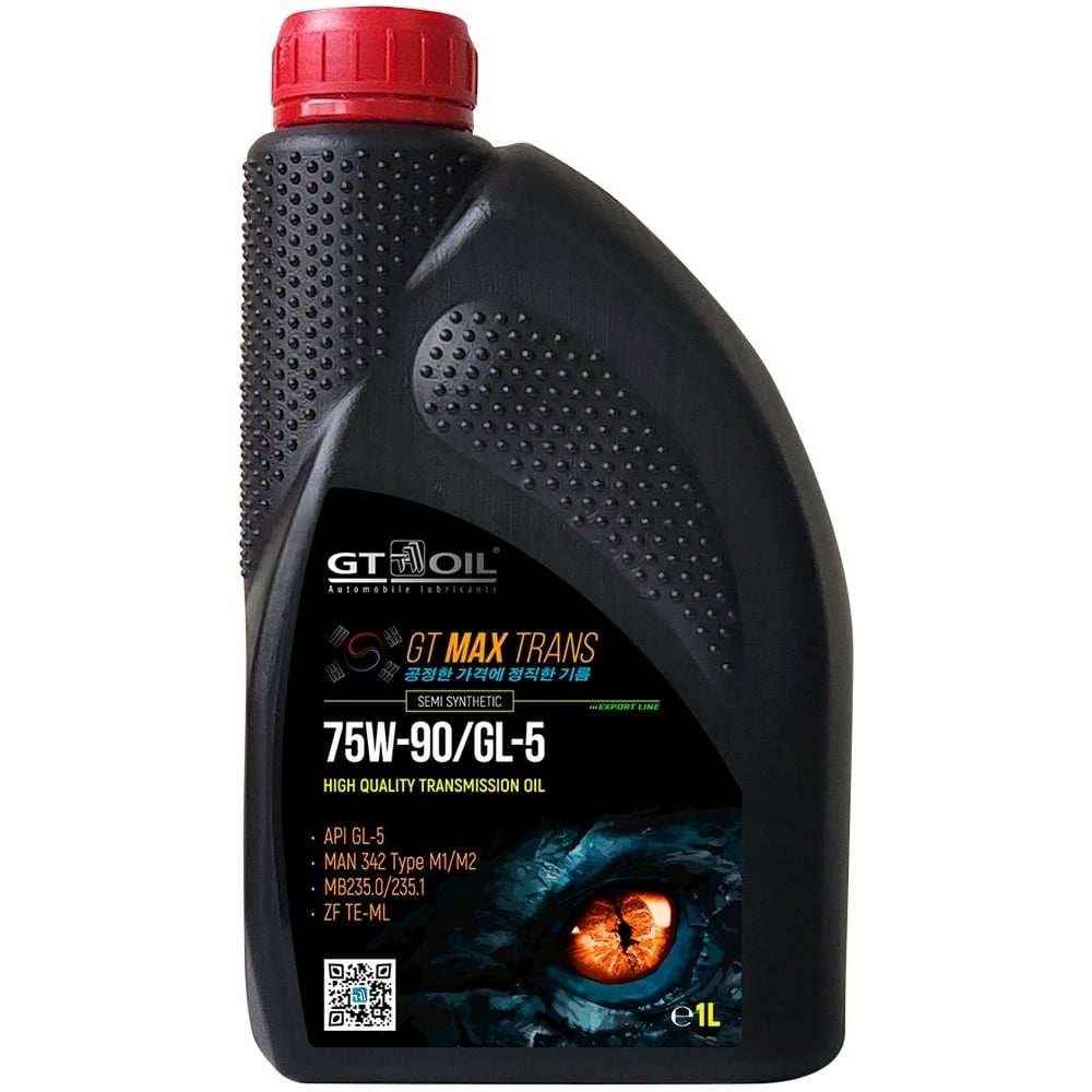 Трансмиссионное масло GT OIL Max Trans SAE 75W-90 API GL5, 1 л  8809059409084 - выгодная цена, отзывы, характеристики, фото - купить в  Москве и РФ