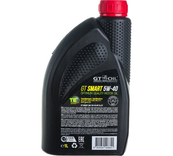 Моторное масло GT OIL Smart SAE 5W-40 API SL/CF, 1 л 8809059408841
