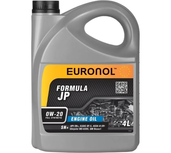 Моторное масло EURONOL JP FORMULA 0w-20, ILSAC GF-5, 4 л 80196 1