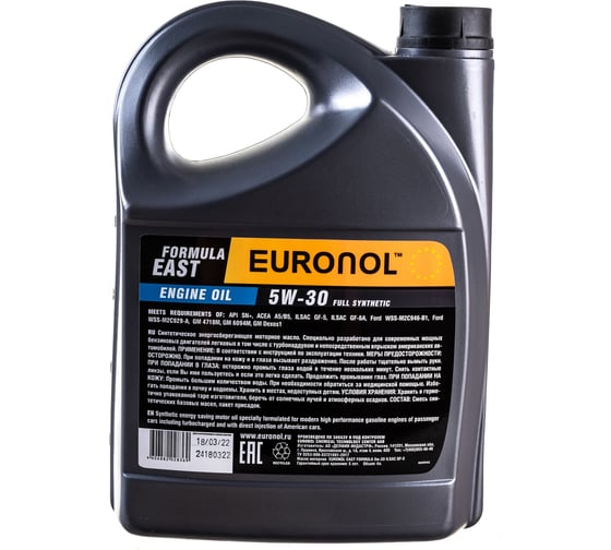 Моторное масло EURONOL EAST FORMULA 5w-30, ILSAC GF-5, 4 л 80209