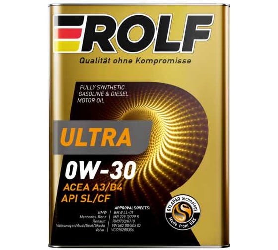 Моторное масло Rolf Ultra 0W-30 A3/B4 SL/CF 60л (металл) 323123 1