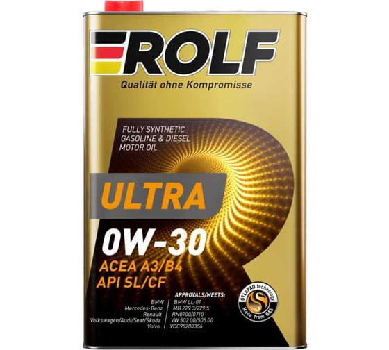 Моторное масло Rolf Ultra 0W-30 A3/B4 SL/CF 1л (металл) 322943 1