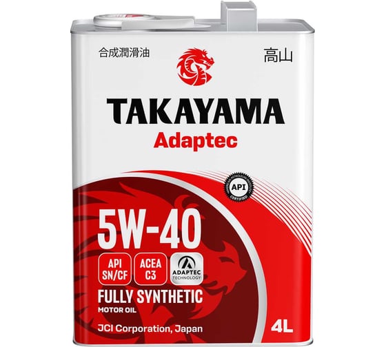 Автомобильное масло Takayama Adaptec 5W-40 C3 SN/CF 4л (металл) 6056058 1
