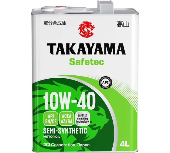 Автомобильное масло Takayama Safetec 10W-40 A3/B4 SN/CF 4л (металл) Акция 4+1 102149 1