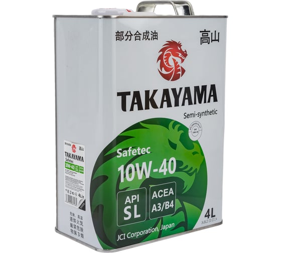 Моторное масло TAKAYAMA Safetec SAE 10W-40, API SL, ACEA A3/B4, 4 л 605591